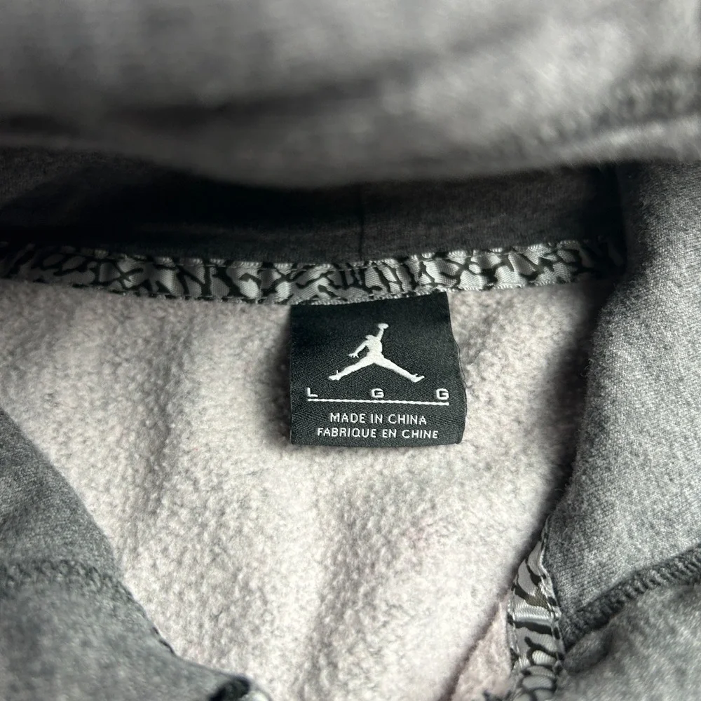 Nike Air Jordan Mens Large Full Zip Hoodie Charcoal Grey Big Jumpman Back Patch